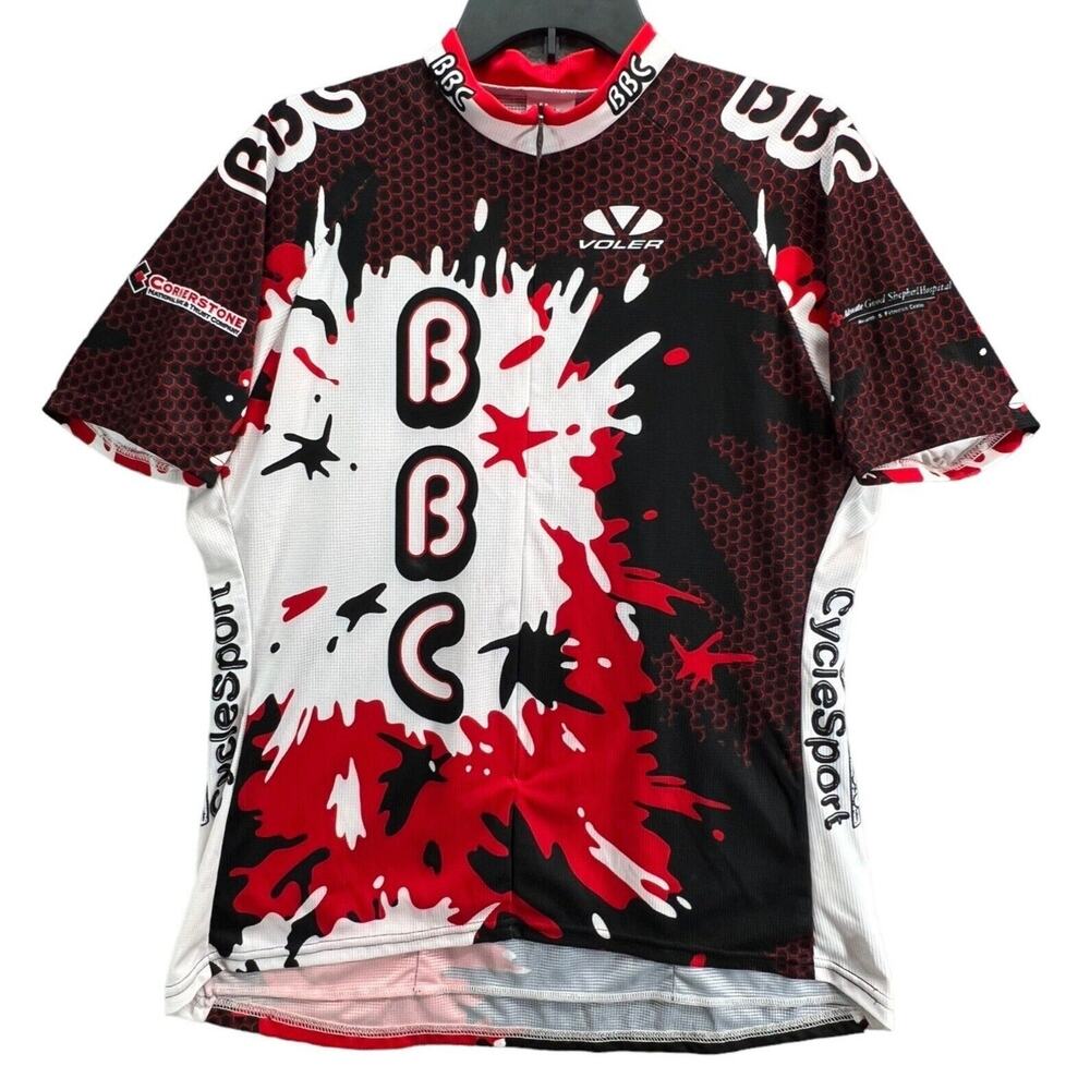 Voler Cycling Jersey Womens M Red White Black Club Raglan‎ Pockets Zip Shirt